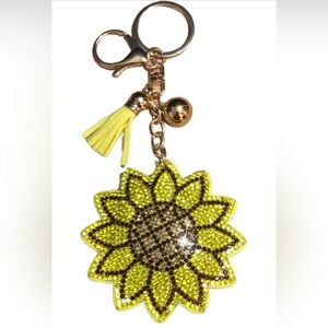 Yellow Sparkling Sunflower Keychain